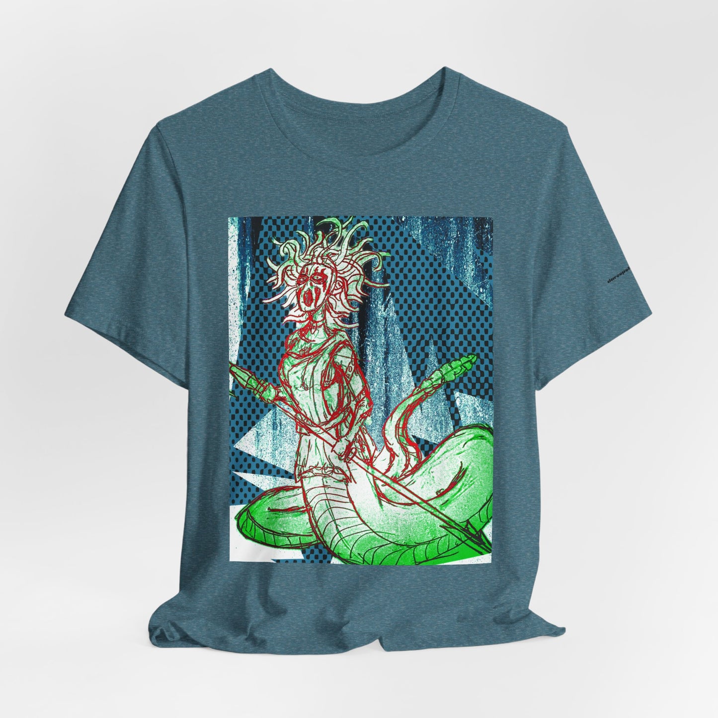 Mythic Serpent Goddess Tee — Neon Medusa Illustration T-Shirt