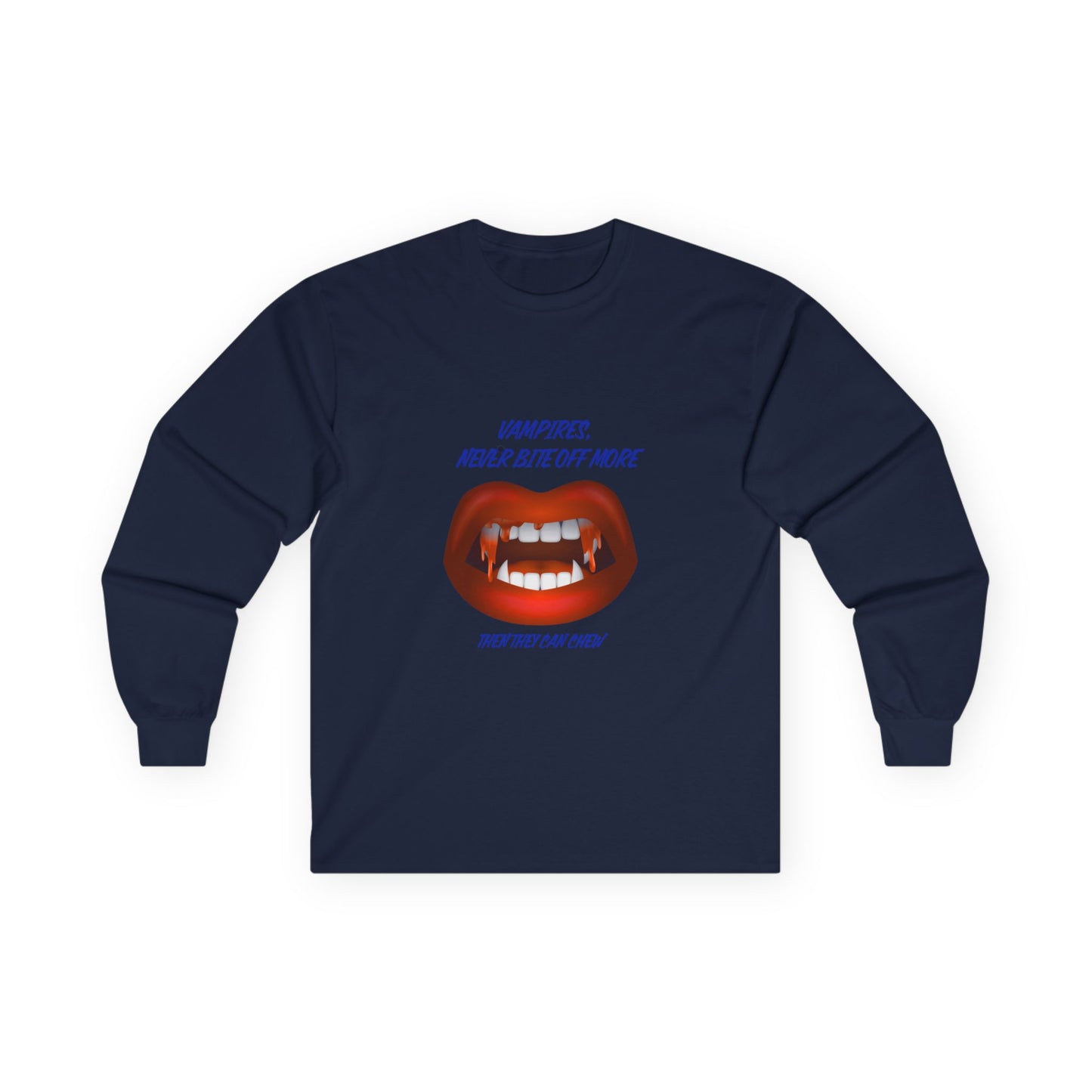 Vampire Humor Long Sleeve Tee, Unisex Halloween T-Shirt, Spooky Party, Funny Gift, Graphic Tee for Vampire Lovers, Casual Wear