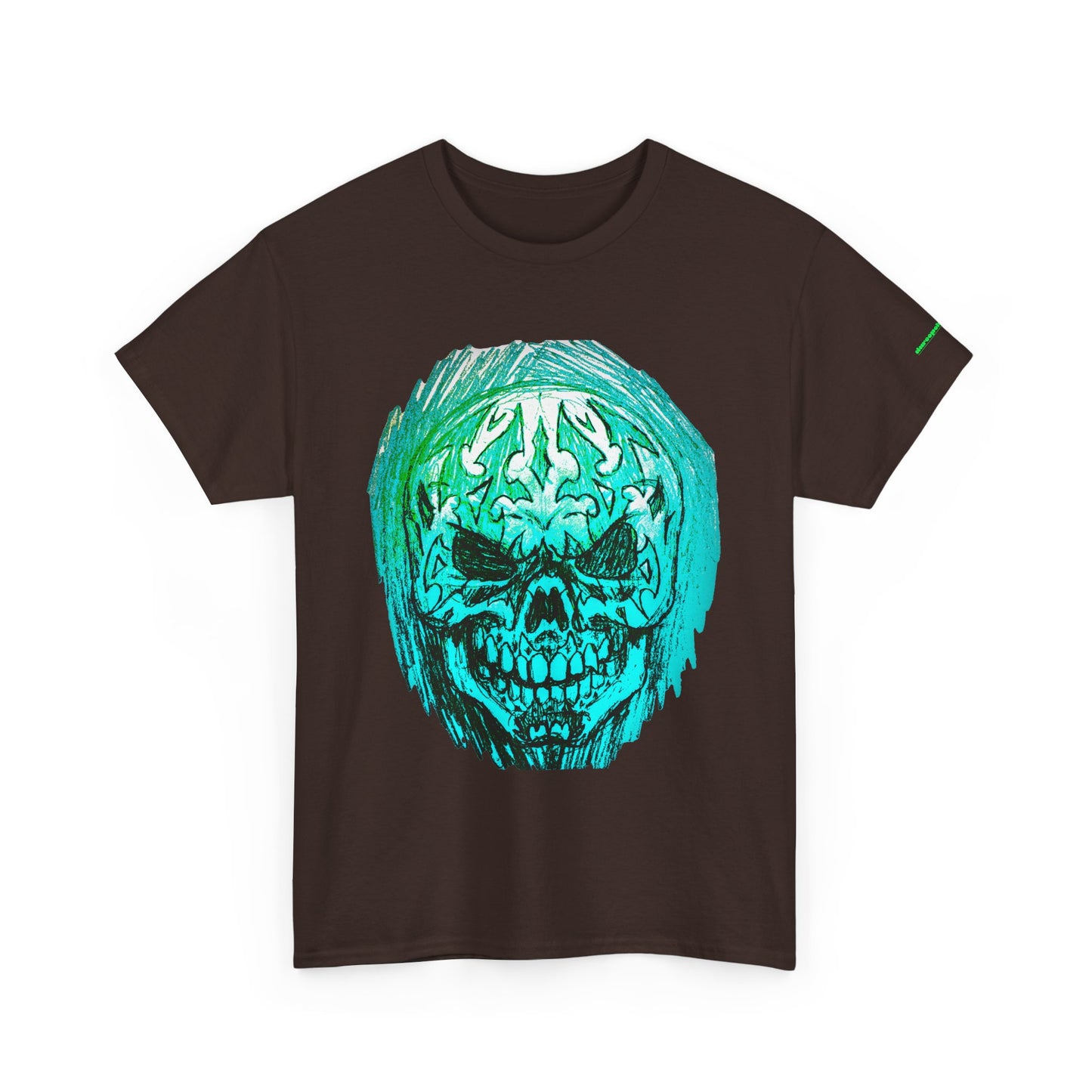 Vibrant Green Skull Graphic Tee - Unisex Heavy Cotton