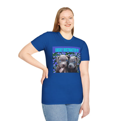 Easily Distracted by Puppies Cute Dog Lover T-Shirt, Easily Distracted by Dogs Tee, Perfect Gift for Pet Owners, Animal Lover Apparel, Casual Everyday Wear