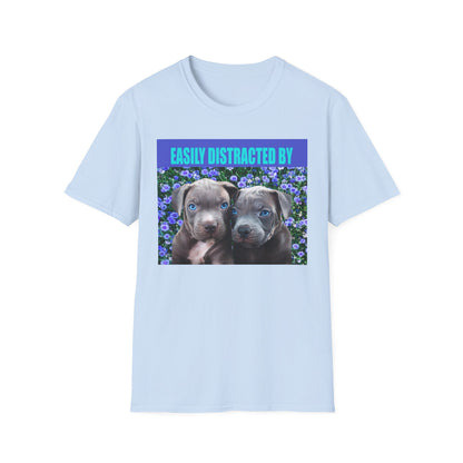 Easily Distracted by Puppies Cute Dog Lover T-Shirt, Easily Distracted by Dogs Tee, Perfect Gift for Pet Owners, Animal Lover Apparel, Casual Everyday Wear