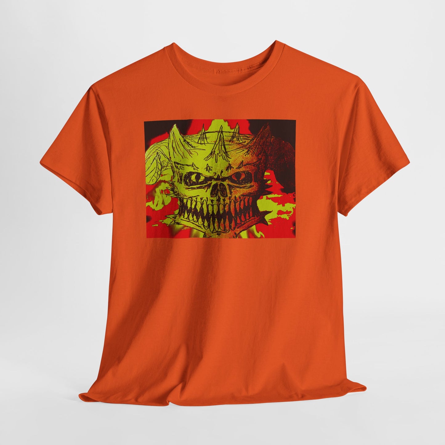 Skull Flame Graphic Tee — Neon Horror Skull T-Shirt