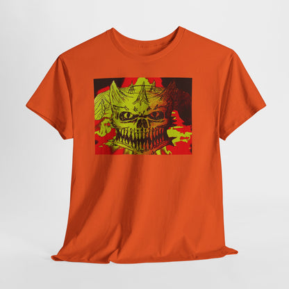Skull Flame Graphic Tee — Neon Horror Skull T-Shirt