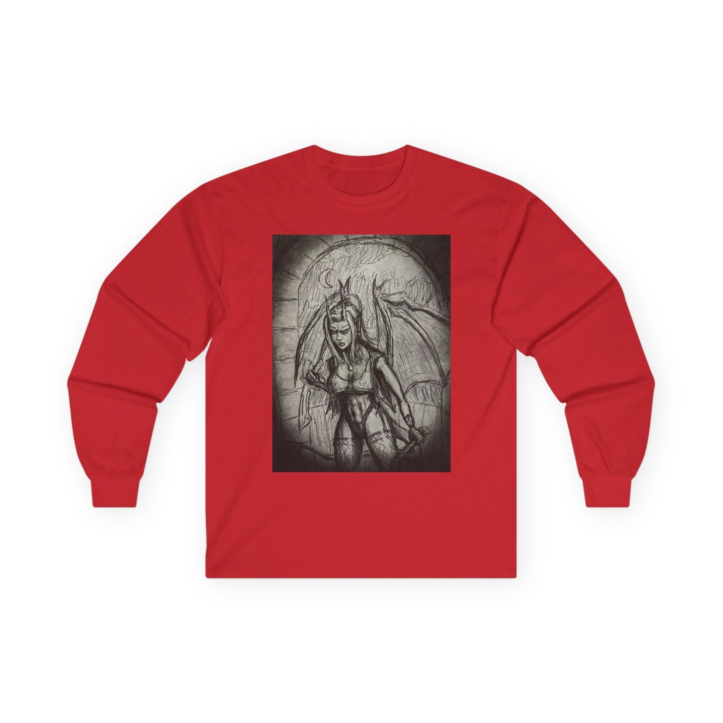 Gothic Winged Demon Long Sleeve Tee