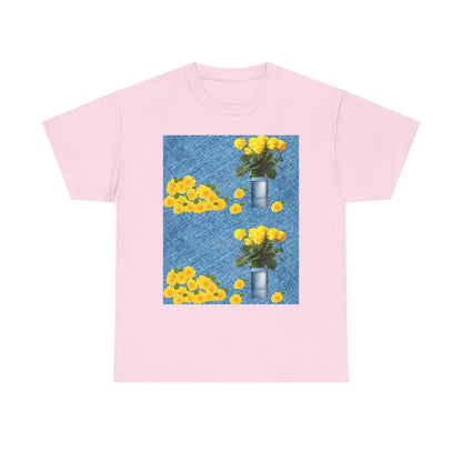 Sunflower double the pretty Bouquet Unisex Heavy Cotton Tee, Floral Graphic Tee, Casual Wear, Gift for Her, Summer Fashion, Eco-Friendly T-Shirt