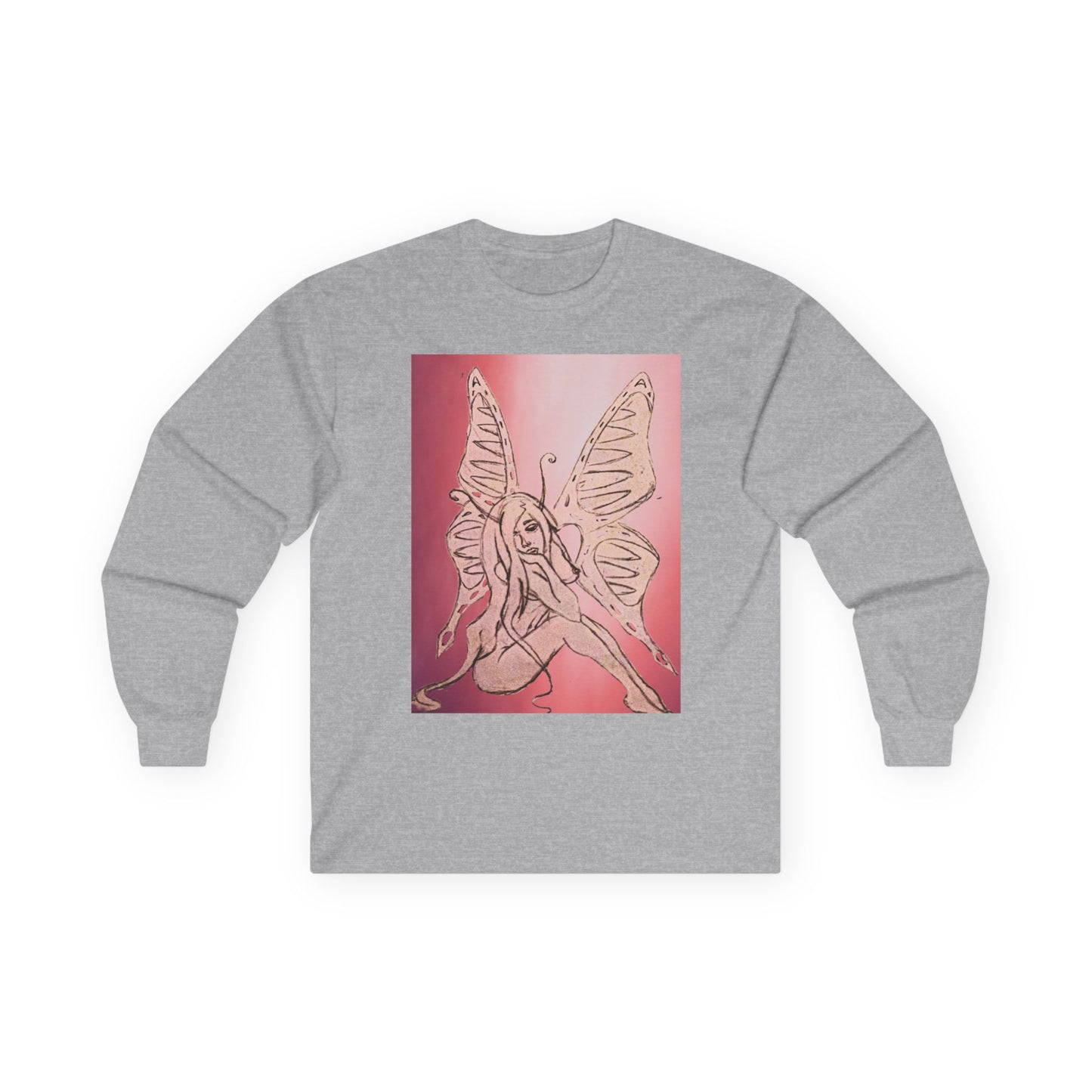 Butterfly Fairy Long Sleeve Tee — Ethereal Pink Graphic Shirt