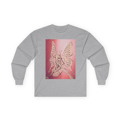 Butterfly Fairy Long Sleeve Tee — Ethereal Pink Graphic Shirt