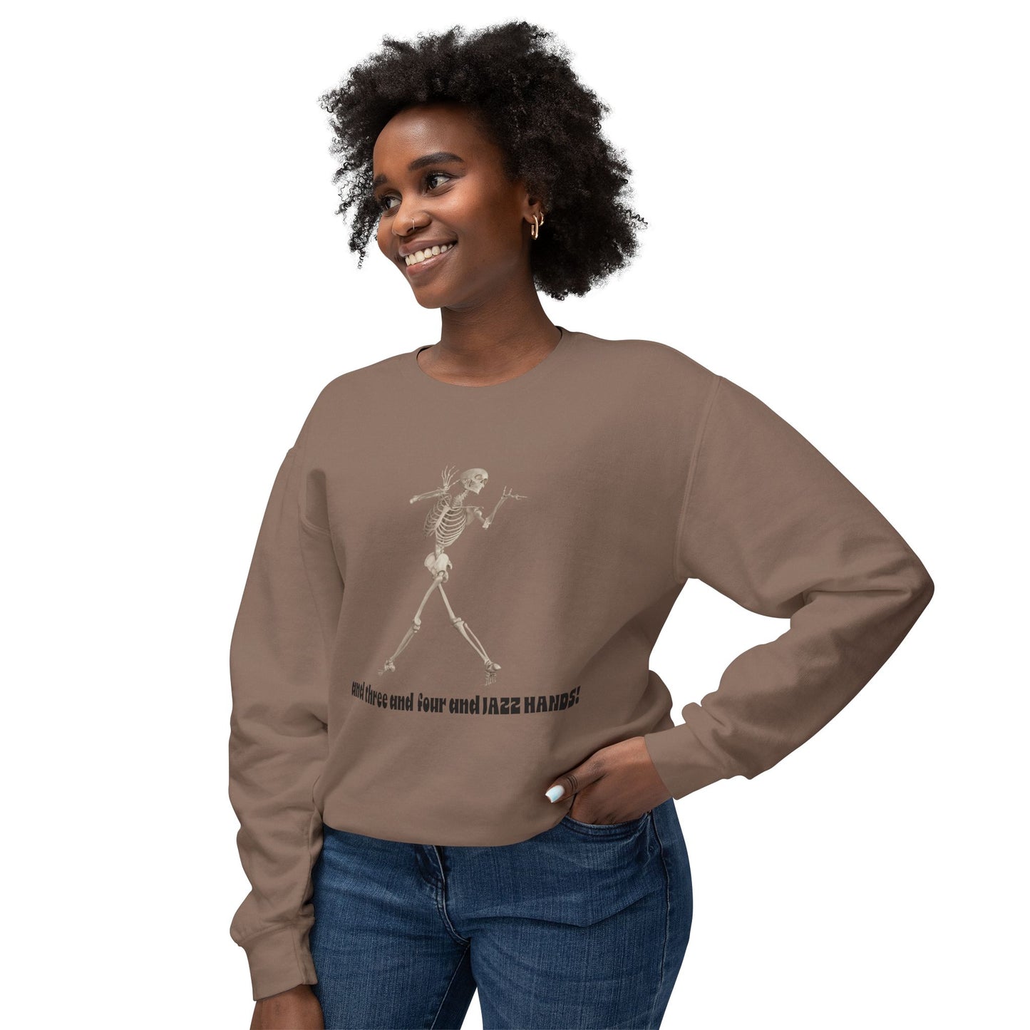 Skeleton Dance Unisex Lightweight Crewneck Sweatshirt, Halloween Sweater, Funny Gift, Casual Wear, Dance Lovers Sweatshirt, Unique Apparel