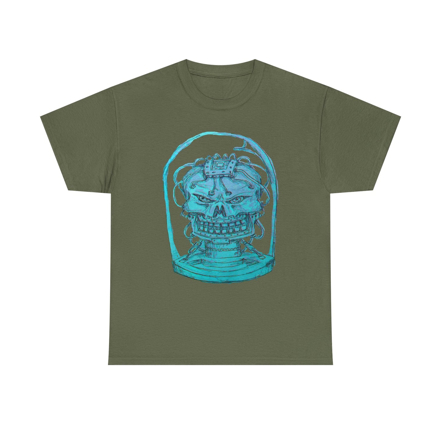 Vibrant Turquoise skull original design Unisex Heavy Cotton Tee