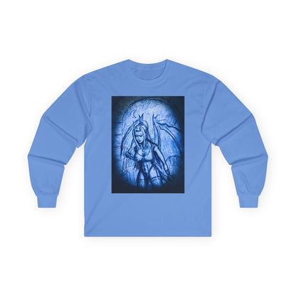 Gothic Demon Art Long Sleeve Tee — Blue Gothic Illustration