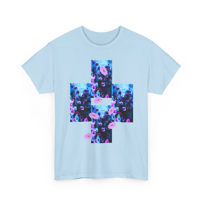 Floral Blue Cross T-Shirt — Vintage Indie Floral Graphic Tee