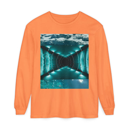 Abstract Fluid Unisex Garment-dyed Long Sleeve T-Shirt
