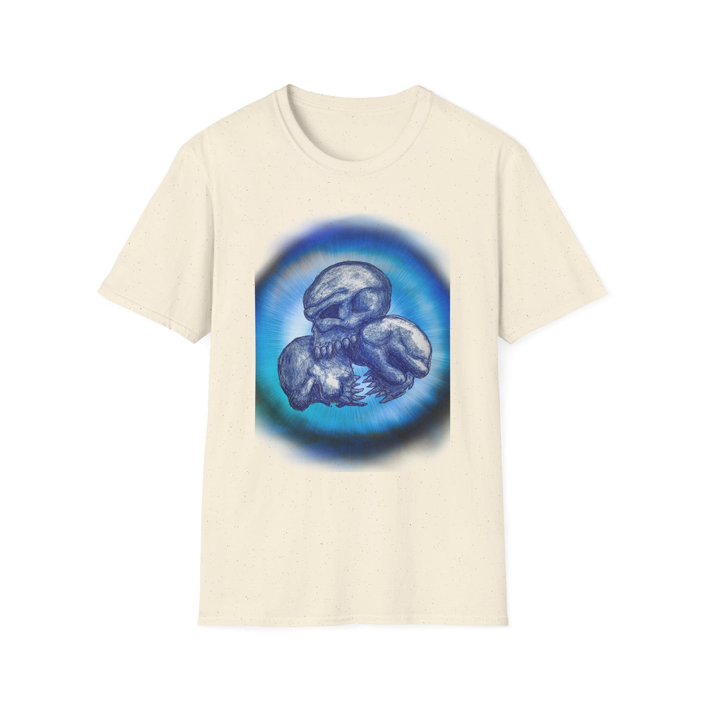 Eerie Triple Skull Circle Unisex T-Shirt - Hand Drawn Design by Chris Cleveland