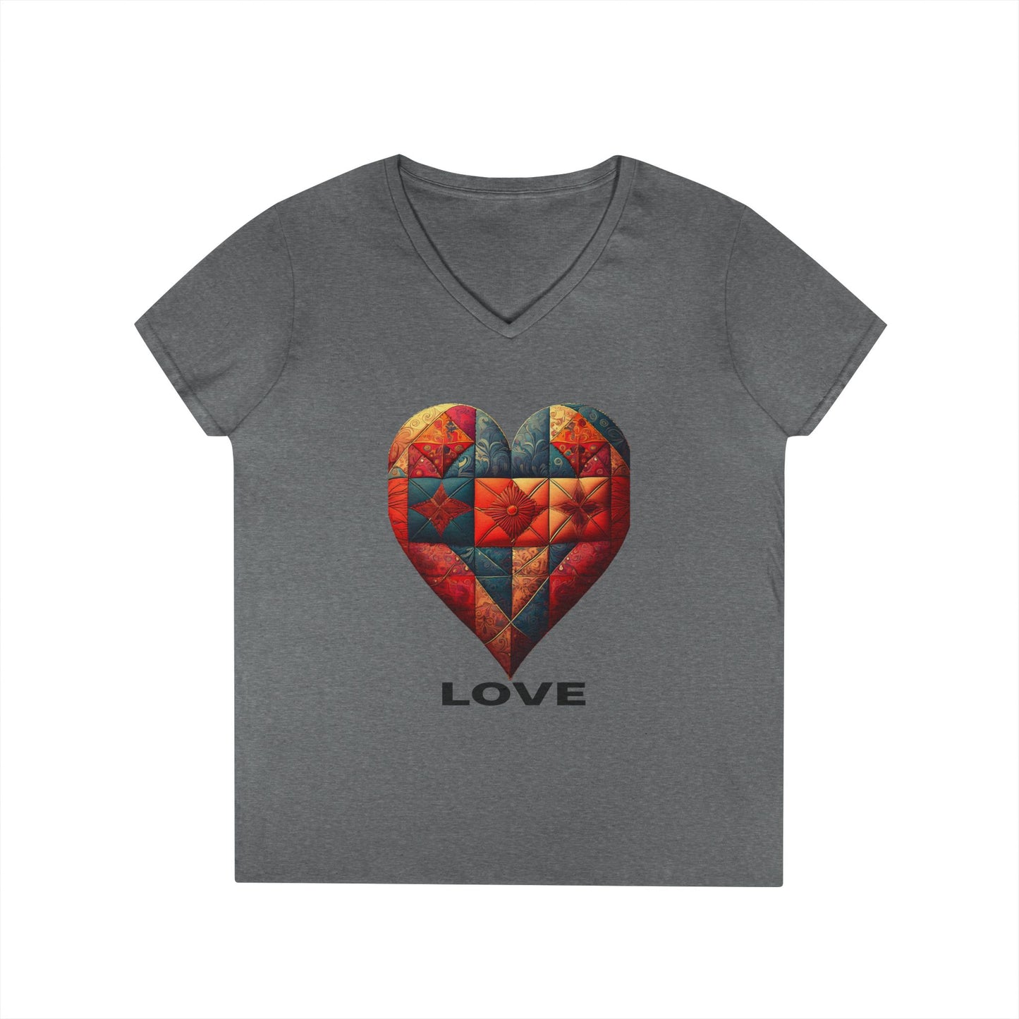 Love Patchwork Heart V-Neck Tee