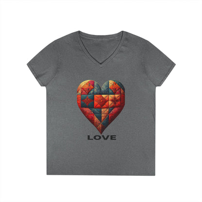 Love Patchwork Heart V-Neck Tee