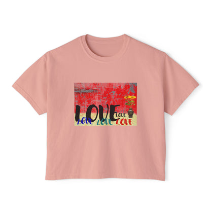 Colorful Love Boxy Tee, Women's Love T-Shirt, Casual Everyday Wear, Gift for Her, Summer Fashion Piece