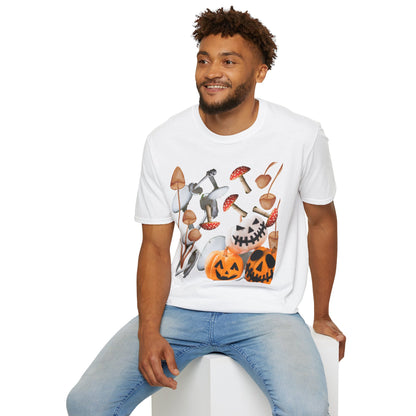 Funny Mushrooms Unisex T-Shirt - Falling from the Sky Pumpkinheads