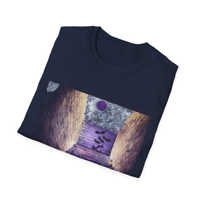 Mystical Stairway Bats Unisex T-Shirt - Softstyle Tee for Dreamers, Perfect for Gifting, Spiritual Occasions, Casual Wear, Art Lovers, [...]