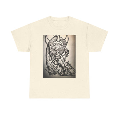 Dragon Art Unisex Heavy Cotton Tee, Graphic Tee, Unique Gift, Casual Wear, Fantasy Clothing, Art Inspired Shirt