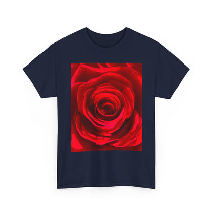 Romantic Rose Unisex Heavy Cotton Tee, Gift for Valentine's Day, Floral Shirt, Casual Wear, Love, Nature Lover Tee