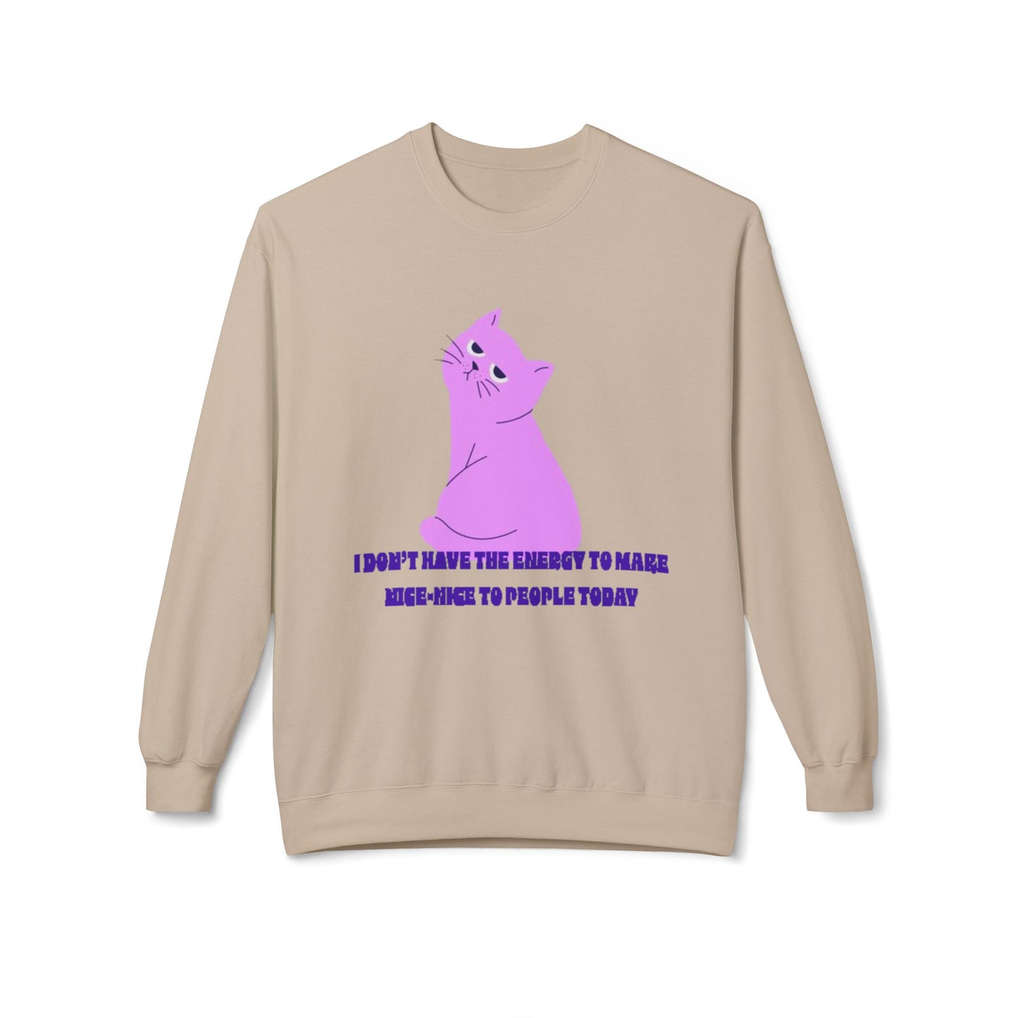 Cat Energy Sweatshirt, Cozy Unisex Crewneck, Funny Cat Lover Gift, Relaxed Fit Pullover, Perfect for Cat Lovers and Introverts