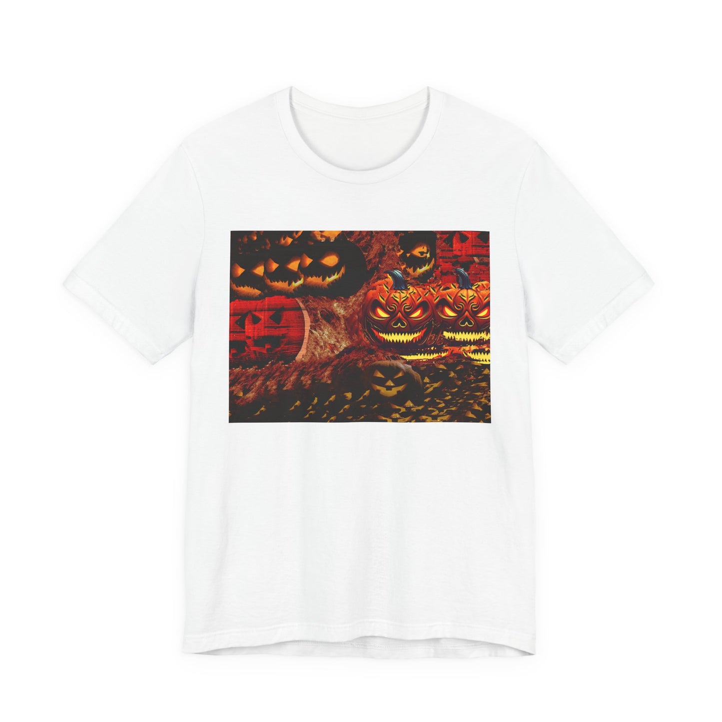Halloween Distorted Pumpkin Graphic Tee, Unisex T-Shirt for Autumn, Spooky Season Top, Halloween Costume Idea, Men's & Women's Casual Wear