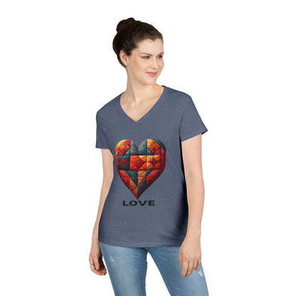 Love Patchwork Heart V-Neck Tee