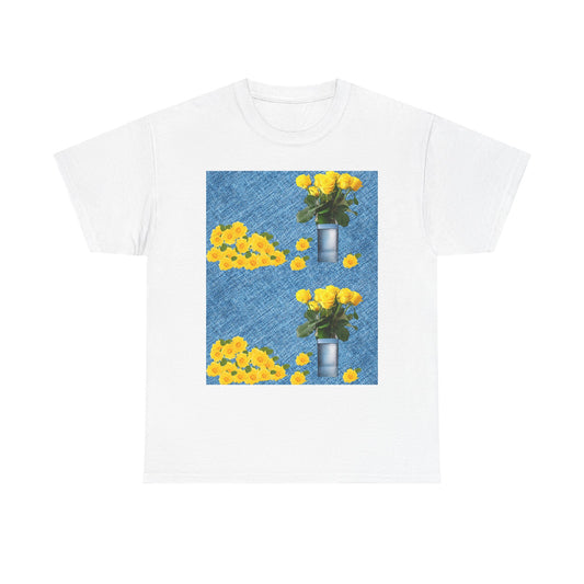 Sunflower double the pretty Bouquet Unisex Heavy Cotton Tee, Floral Graphic Tee, Casual Wear, Gift for Her, Summer Fashion, Eco-Friendly T-Shirt