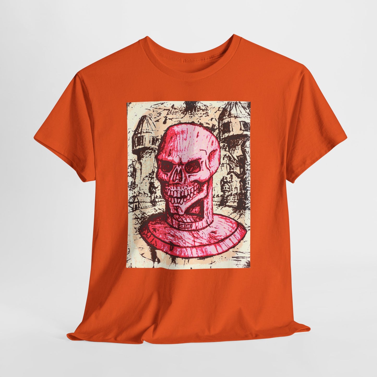 Vibrant Skull Graphic Tee, Unisex Heavy Cotton Shirt, Art Tee, Halloween Apparel, Edgy Casual Wear, Unique Gift
