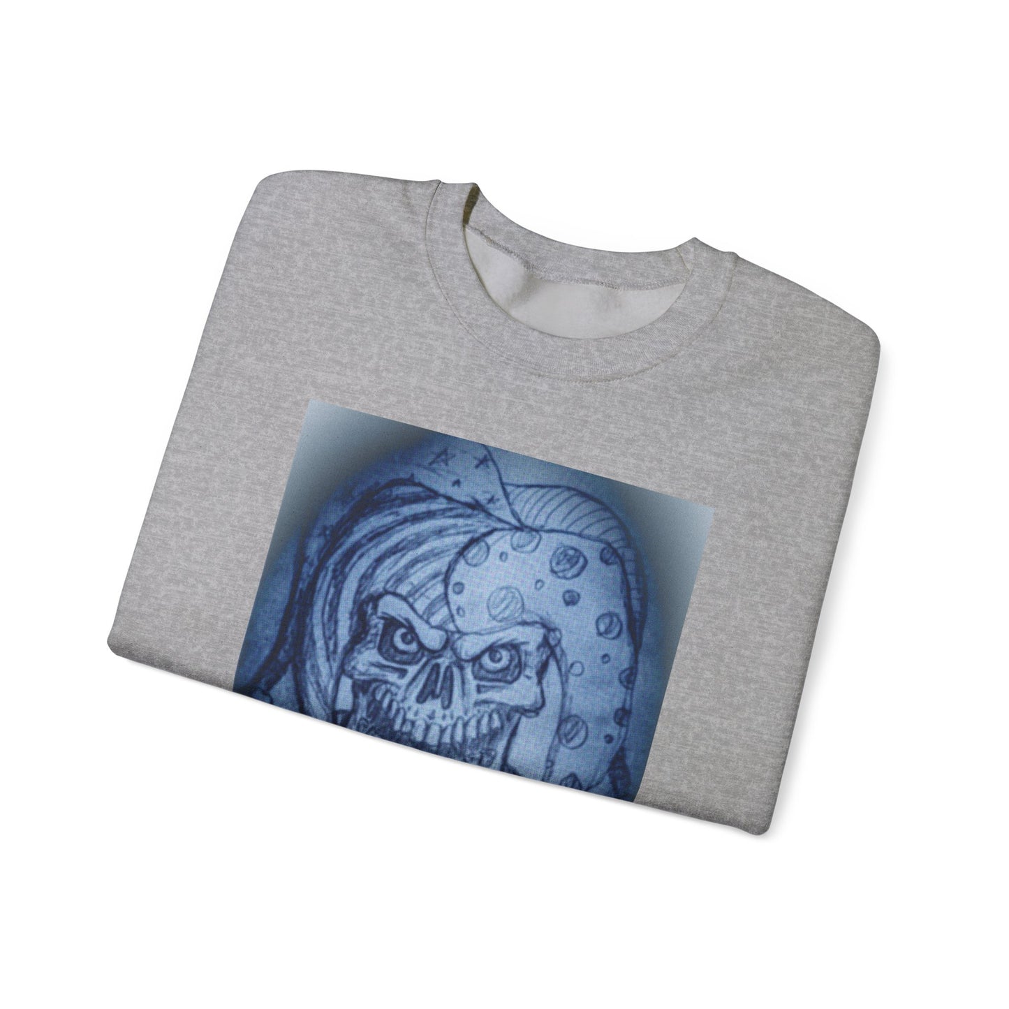 Jester Skull Graphic Sweatshirt, Unisex Heavy Blend Crewneck, Gothic Fashion, Streetwear Style, Halloween Gift, Edgy Casual Wear