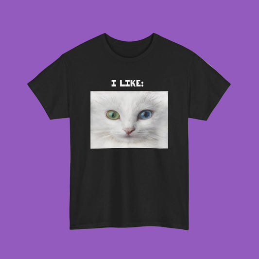 I Like: Heterochromia Cat T-Shirt — Funny White Cat Shirt for Cat Lovers