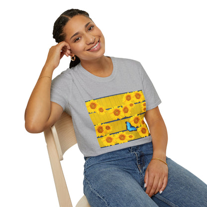 Sunflower & Butterfly Unisex T-Shirt | Floral Graphic Tee, Summer Fashion, Nature Lover Gift, Cute Casual Wear, Birthday Present
