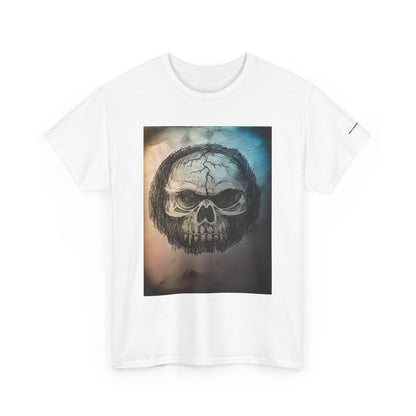 Skull Tee - Feathered Skull Hazy Border Design