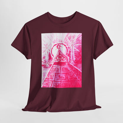 Pink Pyramid Eye Vibrant Artistic Unisex Heavy Cotton Tee | Creative Graphic Tee for Art Lovers, Casual Wear, Gifts, Festival Apparel, Statement Shirt
