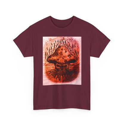 Mushroom Flame T‑Shirt — Psychedelic Burning Mushroom Graphic Tee