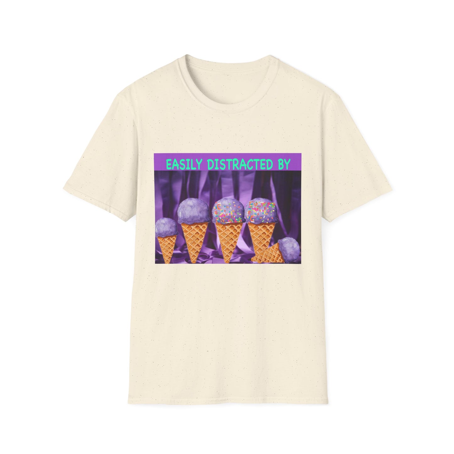 Easily Distracted By Ice Cream T-Shirt, Funny Gift for Ice Cream Lovers, Unisex Graphic Tee, Summer Shirt, Ideal for Birthdays, Casual Wear