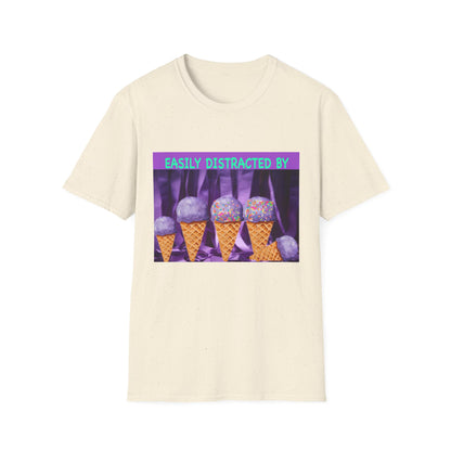 Easily Distracted By Ice Cream T-Shirt, Funny Gift for Ice Cream Lovers, Unisex Graphic Tee, Summer Shirt, Ideal for Birthdays, Casual Wear