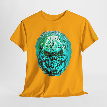 Vibrant Green Skull Graphic Tee - Unisex Heavy Cotton