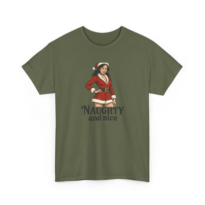 Unisex naughty and nice heavy weight Cotton Tee