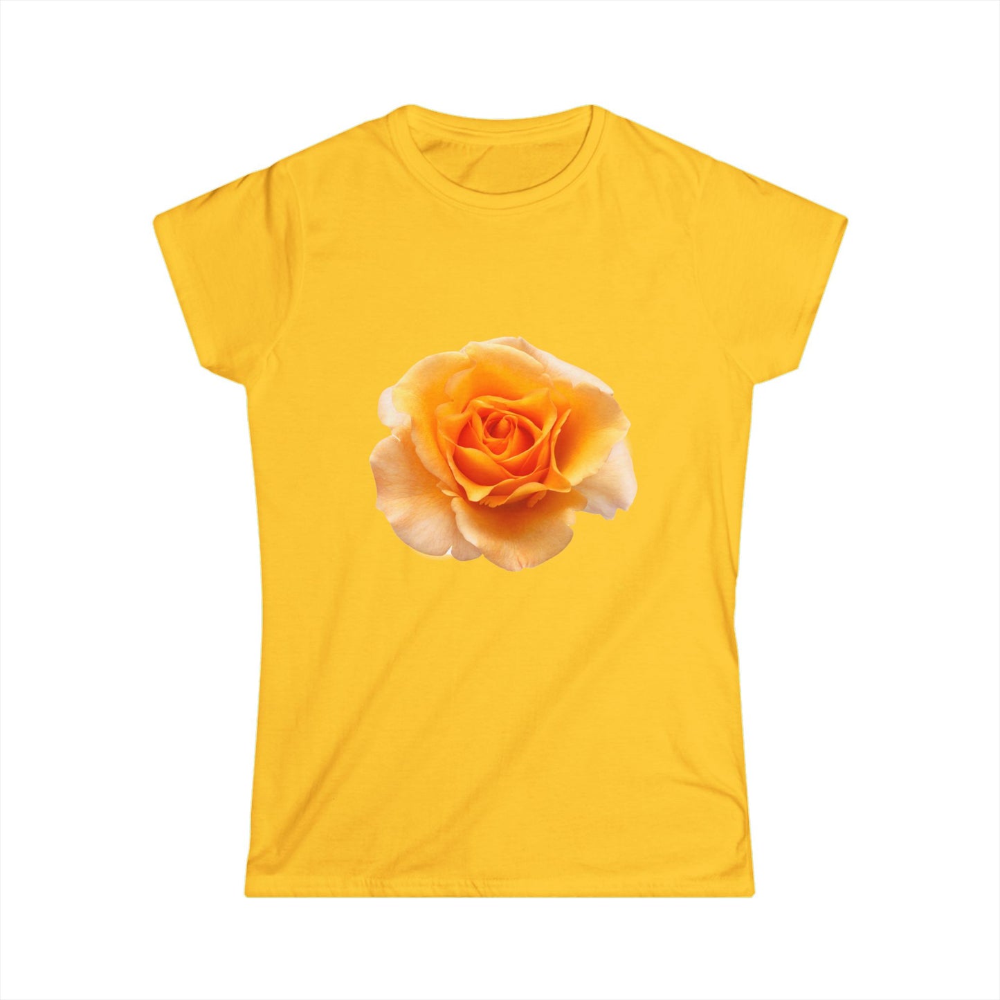 Women's Peach Rose Floral T-Shirt - Softstyle Tee with Delicate Yellow Rose, Perfect for Spring Outings, Mother’s Day Gift, Casual Wear, Flower [...]