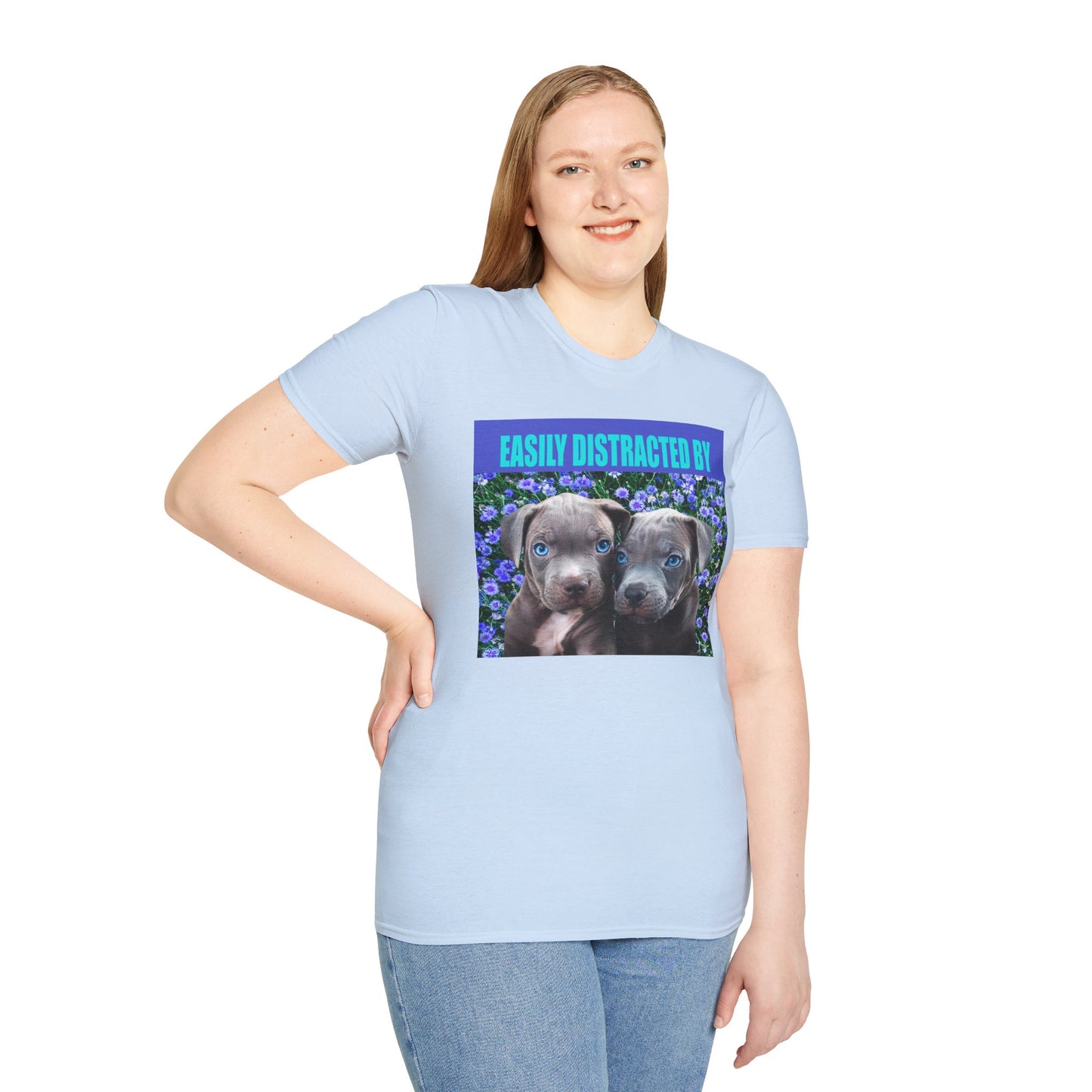 Easily Distracted by Puppies Cute Dog Lover T-Shirt, Easily Distracted by Dogs Tee, Perfect Gift for Pet Owners, Animal Lover Apparel, Casual Everyday Wear