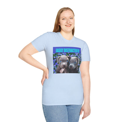 Easily Distracted by Puppies Cute Dog Lover T-Shirt, Easily Distracted by Dogs Tee, Perfect Gift for Pet Owners, Animal Lover Apparel, Casual Everyday Wear