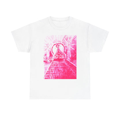 Pink Pyramid Eye Vibrant Artistic Unisex Heavy Cotton Tee | Creative Graphic Tee for Art Lovers, Casual Wear, Gifts, Festival Apparel, Statement Shirt