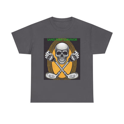 Golf Survivor Skull Tee, Unisex Heavy Cotton T-Shirt, Perfect Gift for Golf Lovers, Sports Apparel, Casual Wear, Skull Design