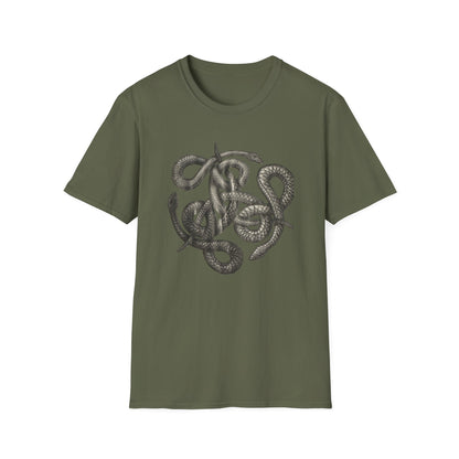 Serpent Design T-Shirt - Unisex Softstyle Apparel for Nature Lovers, Graphic Tee, Casual Wear, Gift for Her/Him, Birthday