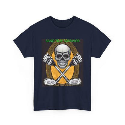 Golf Survivor Skull Tee, Unisex Heavy Cotton T-Shirt, Perfect Gift for Golf Lovers, Sports Apparel, Casual Wear, Skull Design