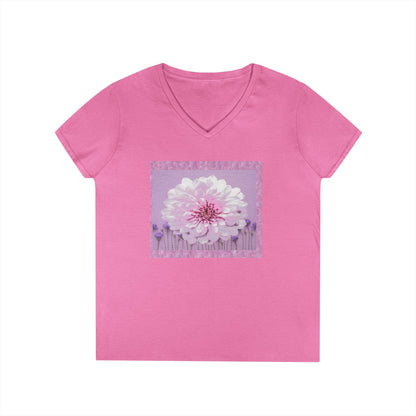 Floral V-Neck Tee — 'Sophie's Saturday' Pink Blossom Graphic