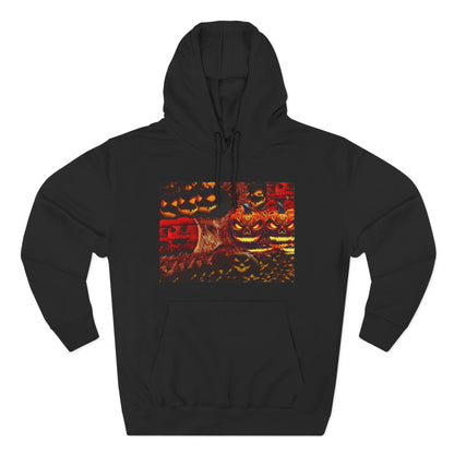 Halloween Distorted Pumpkin Three-Panel Fleece Hoodie