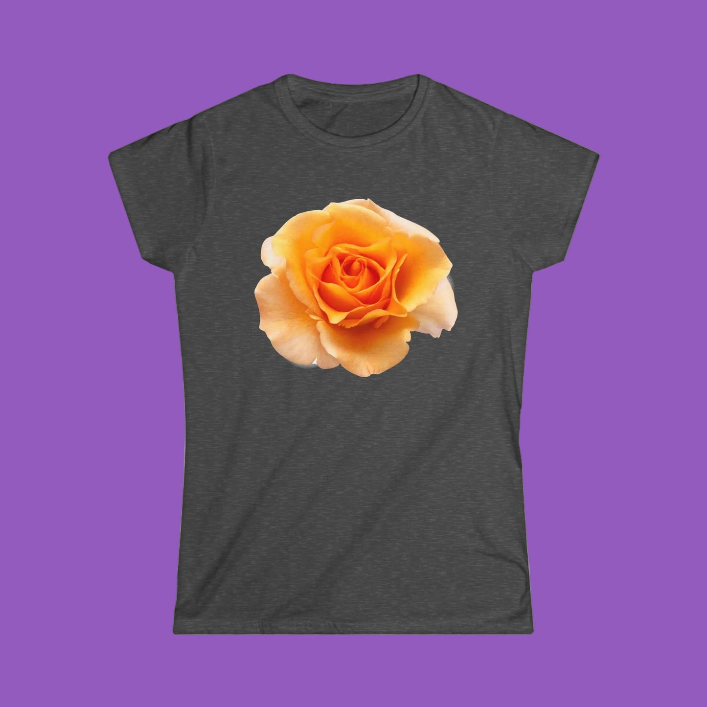 Single Peach Rose Floral T-Shirt - Softstyle Tee