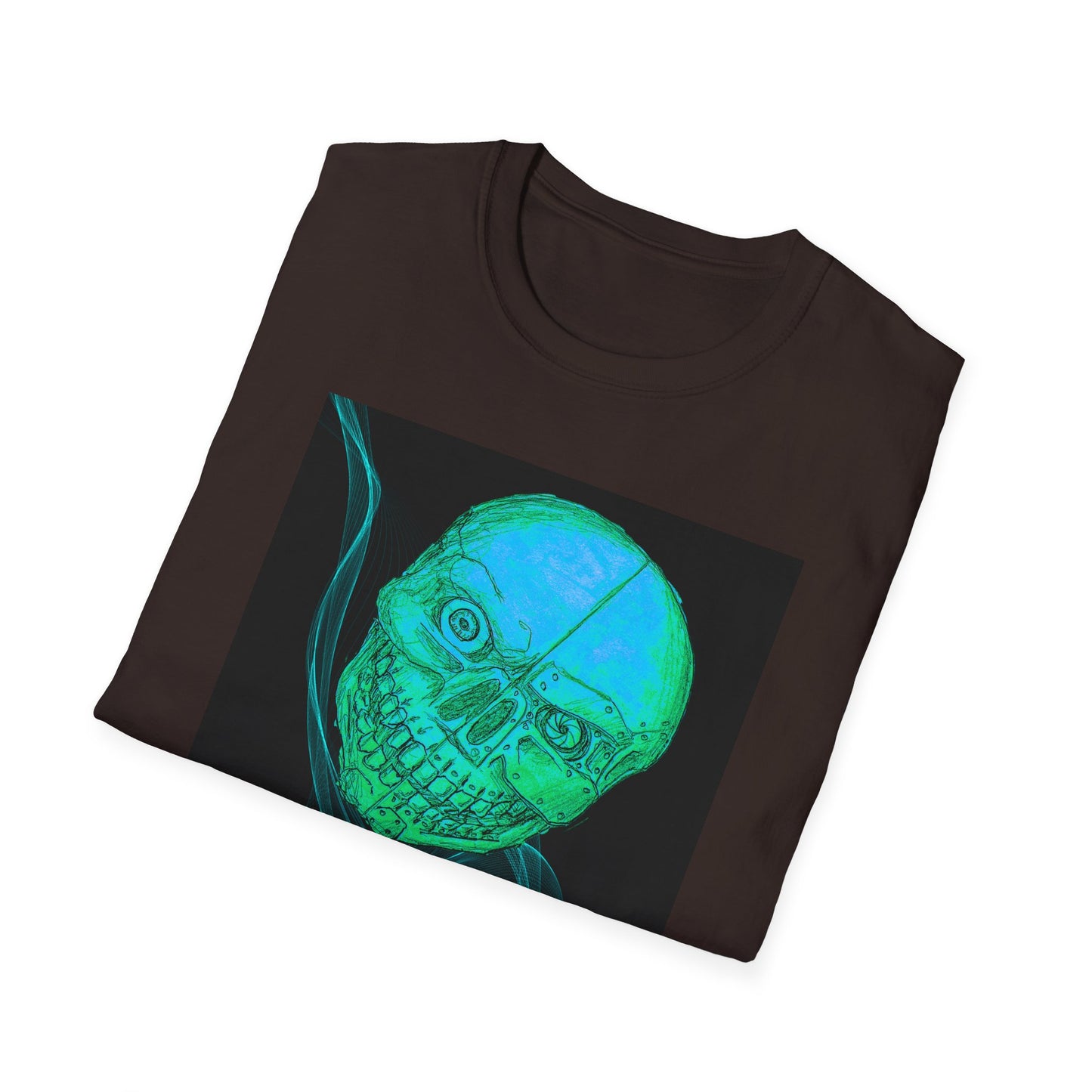 Glow-in-the-Dark floating vibe Skull T-Shirt, Creepy Halloween Tee, Unisex Softstyle Top, Spooky Gift for Teens, Unique Graphic Shirt